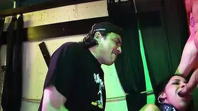 Collared and wild, Brunette OLDER WOMAN takes all the way fisting in a gangbang