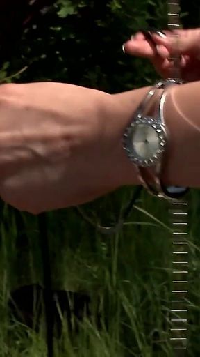 Fucking Brunette with Big Ass in Forest Until She Takes BDSM Training