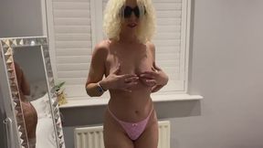 Black mini dress then show everything