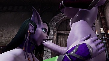 Draenei Futa Dickgirl Gets a Blowjob by a Dickgirl - Warcraft Porn Parody