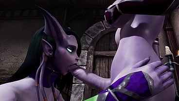 Draenei Futa Dickgirl Gets a Blowjob by a Dickgirl - Warcraft Porn Parody