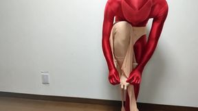 Kigurumi Mask Chokes Zentai Slut in Tight Tights Gush Destroyed