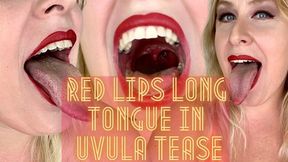 Red Lips Long Tongue in Uvula Tease