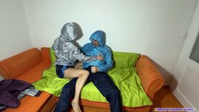 Horny couple in different shiny nylon jackets and pants (part 2) - 173