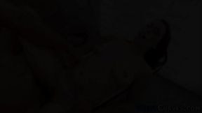Oiled up round booty teen gets pussy pounded