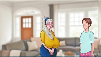 Granny takes big young cock deep in her throat