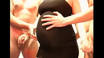 Pregnant in black dress gangbang