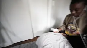 Ebony chick gets banged and gives a nice amateur blowjob