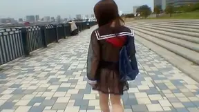Lovely Mikan Shocks Guys Walking By – Steamy Asian Student Action