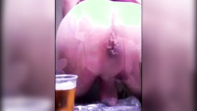 Naughty dude smokes and drinks before jerking off and pissing