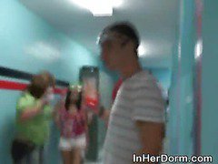 College Girls Dance And Strip In Dorm Hallway Full Of Suds