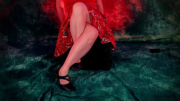 double crossed legs in flat shoes - close up (Arya Grander)