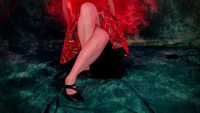 double crossed legs in flat shoes - close up