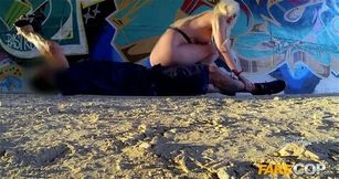 Fake Cop Slutty British holiday maker gets a facial from cop