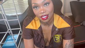 Delivery guy hands over a box and receives one back