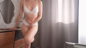female desperation pee in white panties