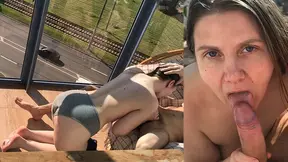 Russian MILF loves hot balcony doggy style