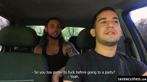 Leo Blue fucks his passenger Alexander Garcia before partying