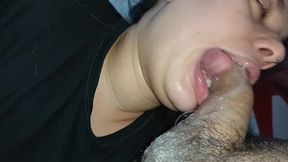 CREAMPIE, SHE SUCKED AND DEVOURED ALL THE HOT MILK FROM THE CUCKOLD