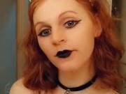 Redhead Tgirl Pandora shows off her new corset and growing tits