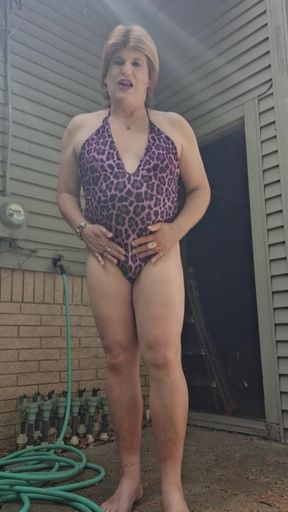 My New Purple Leopard Bathing Suit!