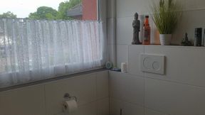 In the bathroom