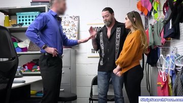 Teen thief blowjobs stepfather and officer