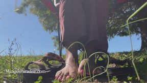 Temptress Mango is Barefoot & Dirty : Ebony Giantess Dirty Feet and Soles Worship