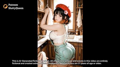 Cute Big Ass Cutie In Overalls Gets Gushing Choked Doggy Style By BF In Cabin