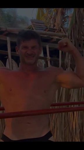 Dips for Triceps and Shoulders Workout Nude at the Beach