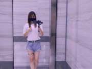 伪娘 | 热裤少女♂路边掏出大肉棒前往公厕打飞机（白T真是好显胖啊啊啊啊