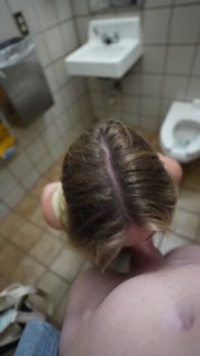 Dirty slut gets railed raw in a public bathroom