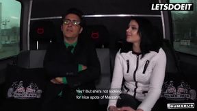 Tattooed Brunette Gets Hardcore Sex in the Backseat of a Bus - LETSDOEIT
