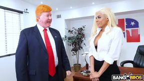 Blonde MILF makes out with president in XXX parody scene