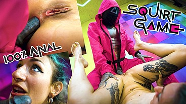 Squirt Games: 100% ANAL for skinny tattoo babe - balls deep, ATM, facial, swallow