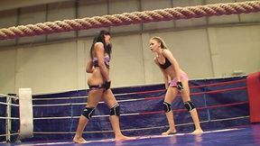 Furious slut Destiny is filming in a hot girl fight action