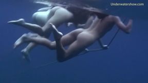 Hot Babes Get Horny In The Sea And Touch Bodies