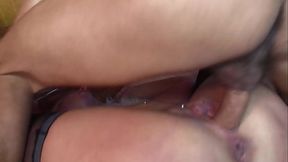 Threesome with my girlfriend a slut takes it in both holes