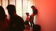 Friends use the dance floor to fuck