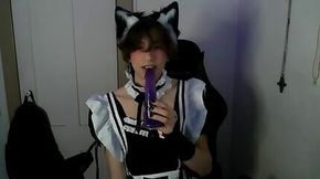 Attractive maid man fingers himself for u