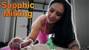 Sissy Husband One Finger Milking and Facesitting, Matriarch Ezada Sinn and Poodle, Matching Pink, Real Sapphic Training