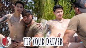 Cum Here Boy - Tip Your Driver - Heath Halo finds Jay Angelo Naked While Delivering Food, Jay Can Only Tip with his Dick &amp; Hole