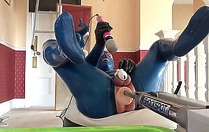 pvcsissy in chastity anal fucking machine
