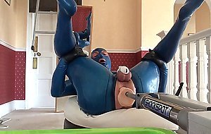 pvcsissy in chastity anal fucking machine