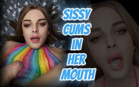 Sissy Cums in Her Mouth
