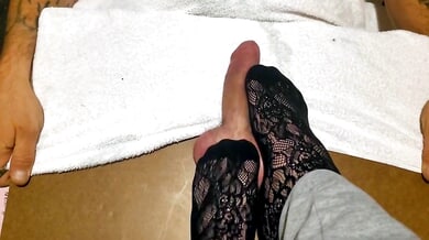 American man indulges in intense foot fetish with self-administered footjob and trampling