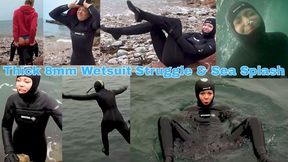 Thick 8mm Wetsuit Struggle & Sea Splash - MP4 HD