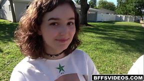 Leana Lovings and Kira Perez recruit Mackenzie Mace to do a sex tape. Mackenzie'_s boyfriend approves of letting her get fucked.