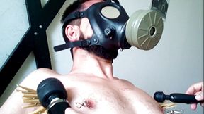 With gas mask