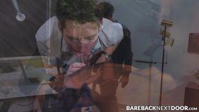 Tony Genius welcomes twink Trevor Harris at work with office bare fuck